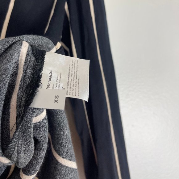 REFORMATION Annaliese Small White Striped Button-down Top in Black Size X-Small - Picture 5 of 6